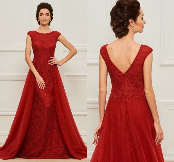 dark red 2019 mother of the bride groom dresses cap short sleeves lace tulle long wedding party evening formal dress, Black;red
dark red 2019 mother of the bride groom dresses cap short sleeves lace tulle long wedding party evening formal dress, Black;red