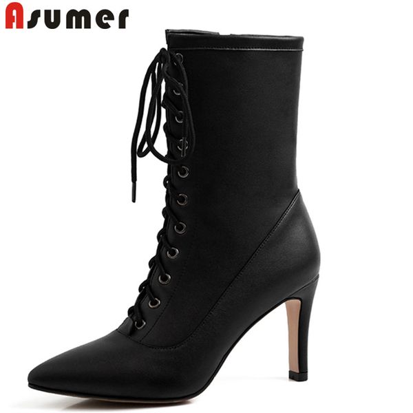 asumer 2020 new ankle boots for women ladies shoes pointed toe lace up autumn winter shoes woman, Black
asumer 2020 new ankle boots for women ladies shoes pointed toe lace up autumn winter shoes woman, Black