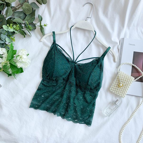 2019 new fashion women's clothing sling cross v-neck halter chest pad perspective lace, White
2019 new fashion women's clothing sling cross v-neck halter chest pad perspective lace, White