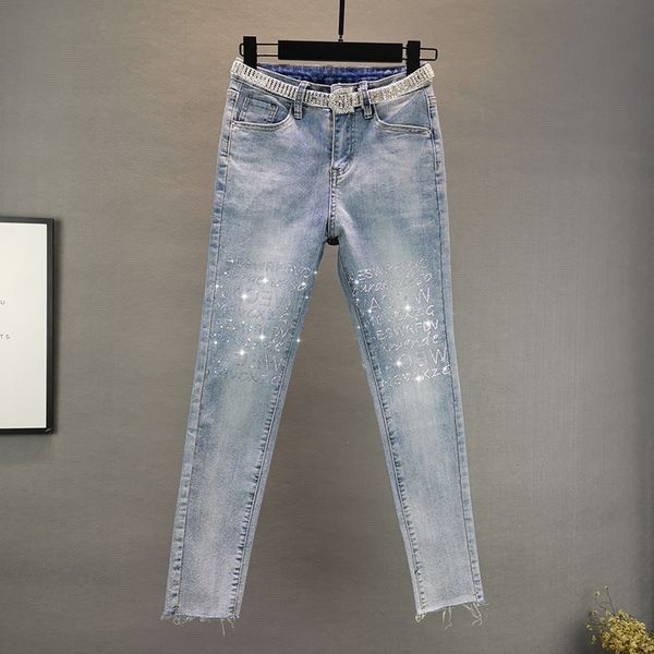 women's 2020 spring new stretch self-cultivation high waist was thin letters rhinestone feet pants women, Blue
women's 2020 spring new stretch self-cultivation high waist was thin letters rhinestone feet pants women, Blue