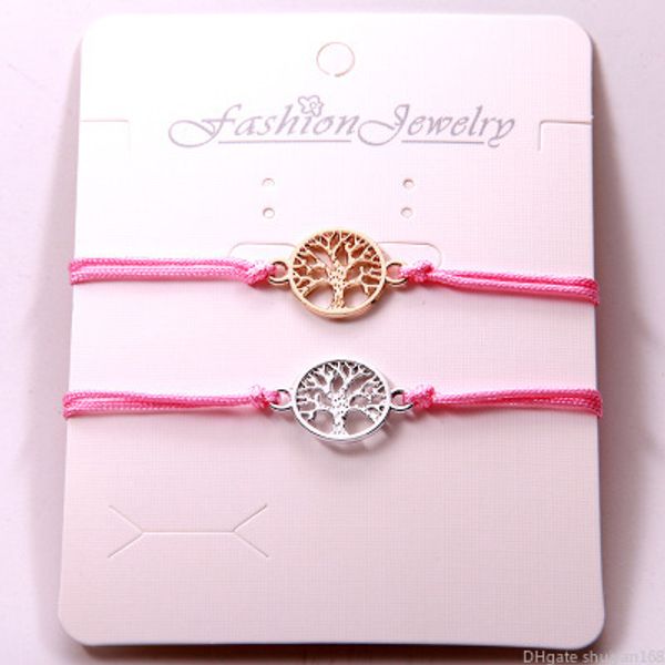 tree of life couple charm bracelets adjustable rope bangle lovers lucky red string friendship wish bracelet jewelry valentine's day gif, Golden;silver