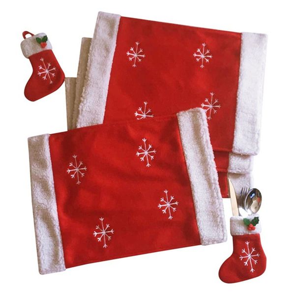 christmas snowflake table mat with sock knife & fork bag dining table mat disc pads set placemat christmas
christmas snowflake table mat with sock knife & fork bag dining table mat disc pads set placemat christmas