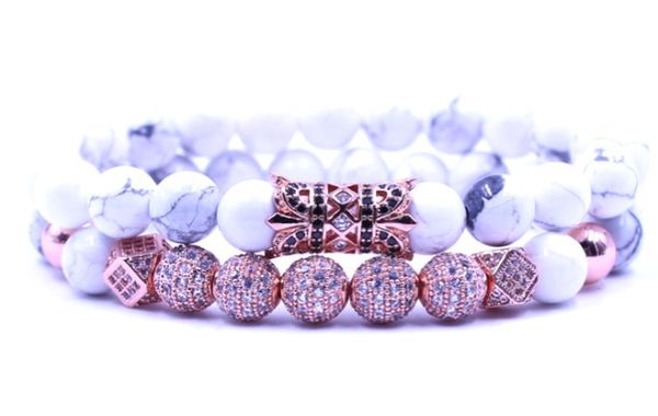 8mm 2pcs/set rose gold tg34 elastic adjusted nature white howlite bead micro pave cz zircon cubic zirconia tube bracelet, Black
8mm 2pcs/set rose gold tg34 elastic adjusted nature white howlite bead micro pave cz zircon cubic zirconia tube bracelet, Black