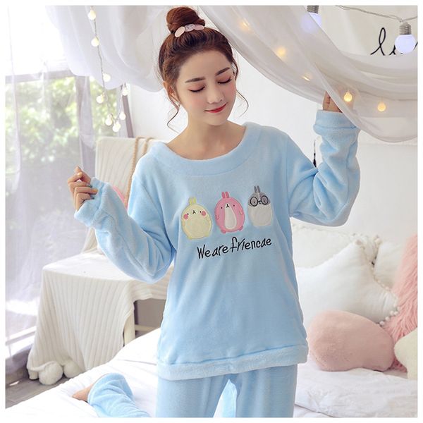 Winter Flannel Female Nightwear Pajamas Set Home Clothing Cute Cartoon Sleepwear Pyjamas Suit Casual Soft 2PCS Shirt&pant Homewear
Winter Flannel Female Nightwear Pajamas Set Home Clothing Cute Cartoon Sleepwear Pyjamas Suit Casual Soft 2PCS Shirt&pant Homewear