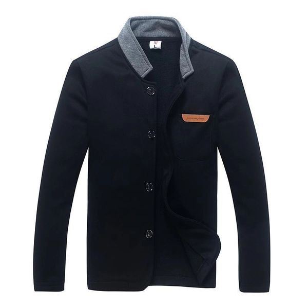 men's sweatshirt korean leather label button cardigan men's simple jacket, Black
men's sweatshirt korean leather label button cardigan men's simple jacket, Black