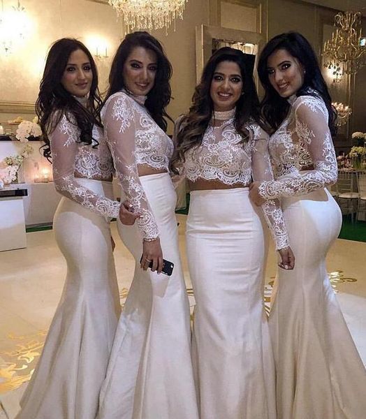two pieces white lace bridesmaid dresses 2021 new sweep train high neck mermaid long sleeve maid of honor gowns party prom dress b80, Blue;red
two pieces white lace bridesmaid dresses 2021 new sweep train high neck mermaid long sleeve maid of honor gowns party prom dress b80, Blue;red