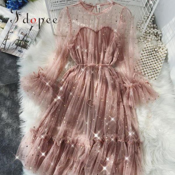 casual dresses 2021 summer women dress vintage french gentle fairy shiny screen flare sleeve o-neck vestidos solid color mesh high waist, Black;gray
casual dresses 2021 summer women dress vintage french gentle fairy shiny screen flare sleeve o-neck vestidos solid color mesh high waist, Black;gray