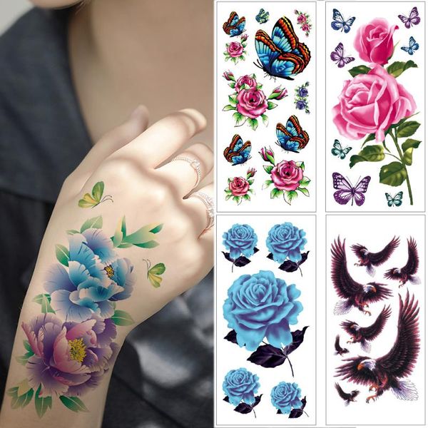 1 piece waterproof tattoo stickers rose flower butterfly color temporary tattoos dragon tiger small body tattoo for men women 
1 piece waterproof tattoo stickers rose flower butterfly color temporary tattoos dragon tiger small body tattoo for men women