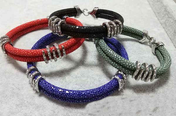 bc new multilayer leather bracelet pink 5mm round leather fashion design charm stingray skin leather bangle, Black
bc new multilayer leather bracelet pink 5mm round leather fashion design charm stingray skin leather bangle, Black