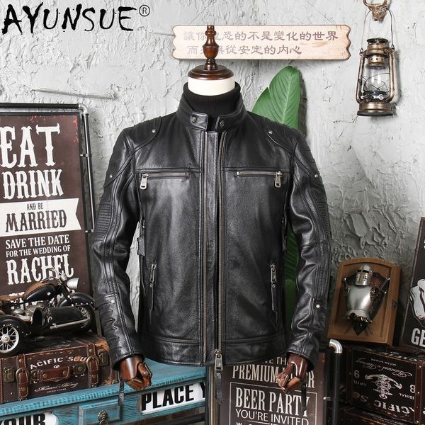 ayunsue 2020 new men's genuine leather jacket men autumn winter 100% cowhide coat male motorcycle jackets men hl-1909 kj5156, Black
ayunsue 2020 new men's genuine leather jacket men autumn winter 100% cowhide coat male motorcycle jackets men hl-1909 kj5156, Black