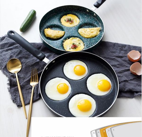 24 см многофункциональный сковорода критический четыре отверстия антипригарным сковорода семья омлет бургер чайник завтрак яйцо кулинария ку