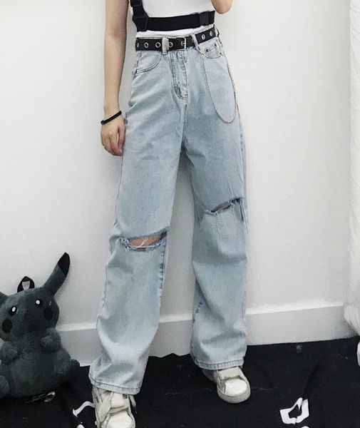 loose straight high waist slim wide hole ripped denim pant korean streetwear harajuku vintage casual fashion women jeans trouser, Blue
loose straight high waist slim wide hole ripped denim pant korean streetwear harajuku vintage casual fashion women jeans trouser, Blue