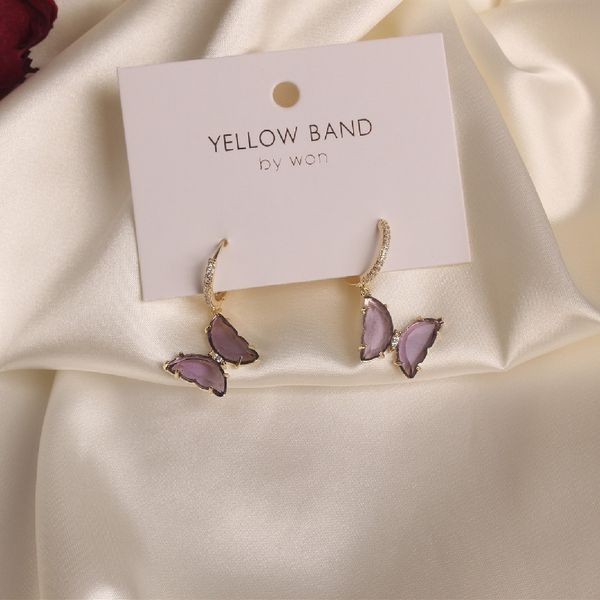 2020 korean new design fashion jewelry exquisite butterfly purple glass pendant earrings elegant female earrings, Silver
2020 korean new design fashion jewelry exquisite butterfly purple glass pendant earrings elegant female earrings, Silver