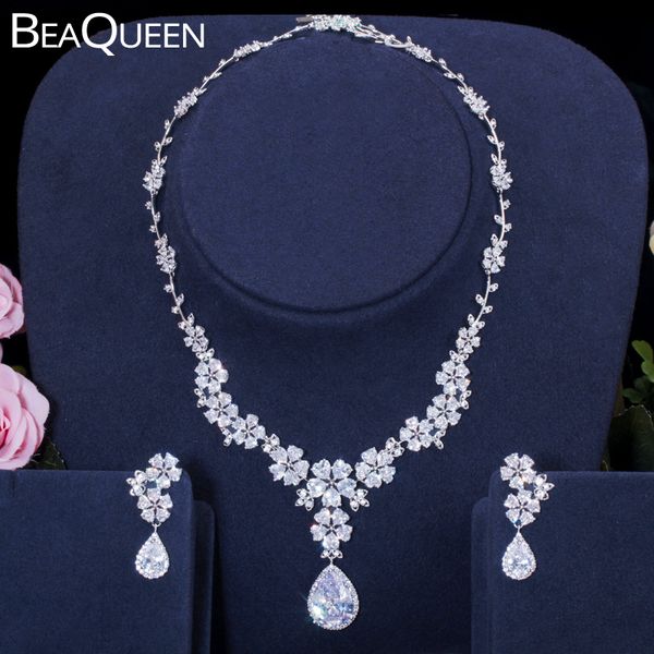 beaqueen exclusive flower leaf water drop cubic zirconia women wedding dress earrings necklace jewelry sets bijoux femme js062, Silver
beaqueen exclusive flower leaf water drop cubic zirconia women wedding dress earrings necklace jewelry sets bijoux femme js062, Silver