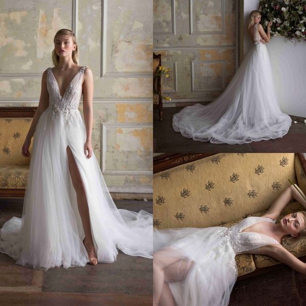 limor rosen 2019 high side split wedding dresses a line lace appliqued beads beach bridal dress bohemian v neck boho bridal gowns, White
limor rosen 2019 high side split wedding dresses a line lace appliqued beads beach bridal dress bohemian v neck boho bridal gowns, White