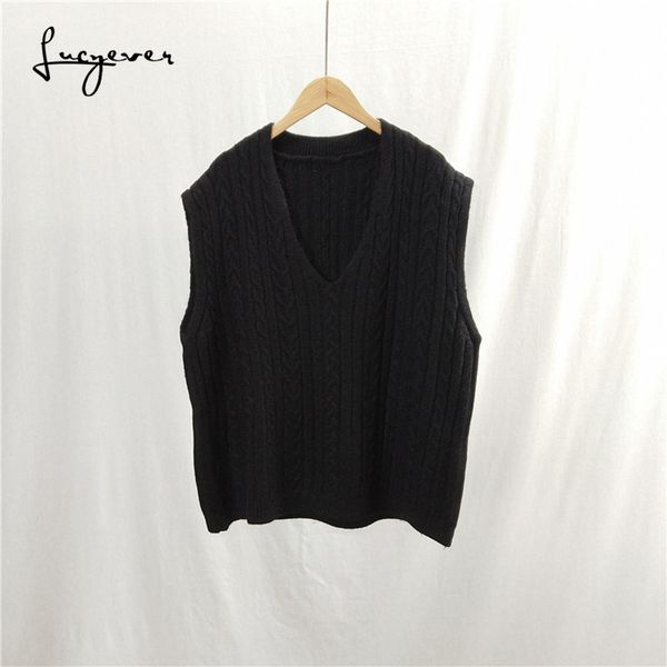 lucyever spring women sweater korean v-neck sleeveless solid knitted sweater loose pullover waistcoat elegant vest poleras mujer, Black;white
lucyever spring women sweater korean v-neck sleeveless solid knitted sweater loose pullover waistcoat elegant vest poleras mujer, Black;white