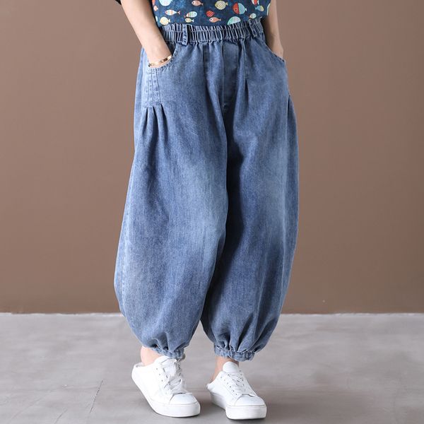 women's jeans johnature summer full length leisure elastic waist denim wide leg pants 2021 simple loose all-match women fashion, Blue
women's jeans johnature summer full length leisure elastic waist denim wide leg pants 2021 simple loose all-match women fashion, Blue