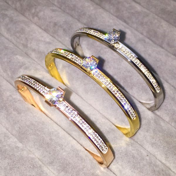 fashion luxury designer super glittering full diamonds zircon rose gold titanium steel bangle bracelet for woman girls 18 cm, Black
fashion luxury designer super glittering full diamonds zircon rose gold titanium steel bangle bracelet for woman girls 18 cm, Black