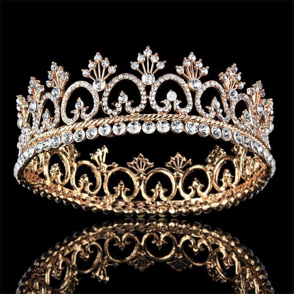 round queen king crown bridal wedding hair jewelry prom tiaras and crowns bride headdress wedding hair accessories, Golden;white
round queen king crown bridal wedding hair jewelry prom tiaras and crowns bride headdress wedding hair accessories, Golden;white