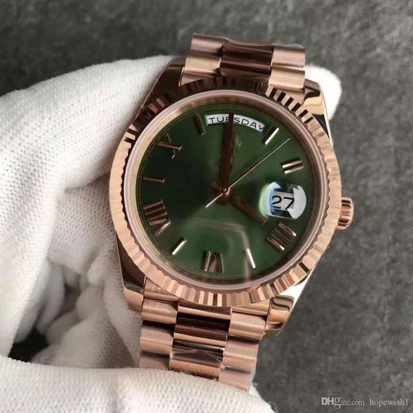 18k rose gold steel clasp mens watch day-green face president 116-719 automatic watches men ing, Slivery;brown
18k rose gold steel clasp mens watch day-green face president 116-719 automatic watches men ing, Slivery;brown