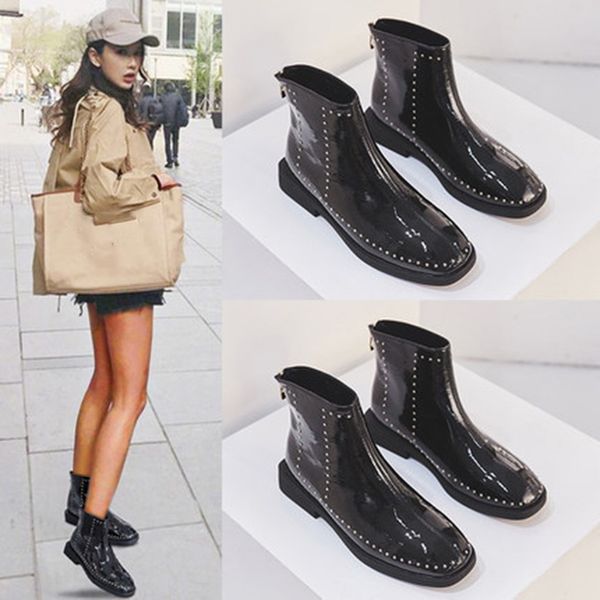 women reflective solid winter zipper rivets fleeces booties lining ankle cool warm soft casual ladies boots shoes buty damskie, Black
women reflective solid winter zipper rivets fleeces booties lining ankle cool warm soft casual ladies boots shoes buty damskie, Black