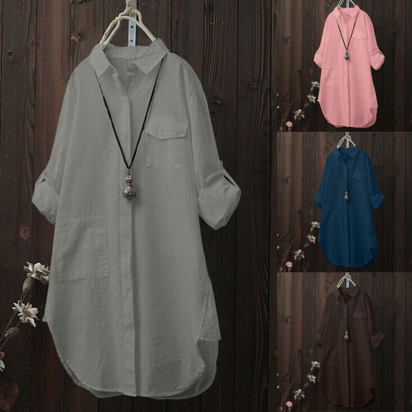 2019 women turn-down collar cotton linen casual solid long sleeve shirt blouse button down regular 2.26, White
2019 women turn-down collar cotton linen casual solid long sleeve shirt blouse button down regular 2.26, White