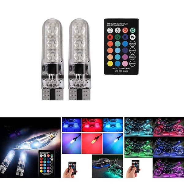 2x t10 5050 6smd rgbw silica led 12v 2w car wedge side light interior reading lights with controller
2x t10 5050 6smd rgbw silica led 12v 2w car wedge side light interior reading lights with controller