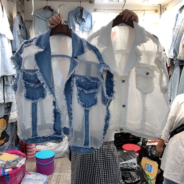 superaen 2020 summer new design street style worn burr denim patchwork mesh loose turn down collar vest fashion vest women, Black;white
superaen 2020 summer new design street style worn burr denim patchwork mesh loose turn down collar vest fashion vest women, Black;white