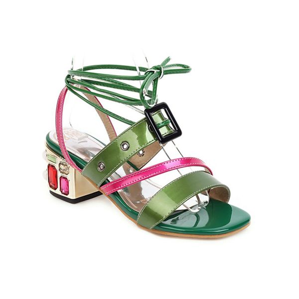 2020 new summer chunky high heels with diamond open toe cross-tied mixed colors sandals shoes woman, Black 
2020 new summer chunky high heels with diamond open toe cross-tied mixed colors sandals shoes woman, Black