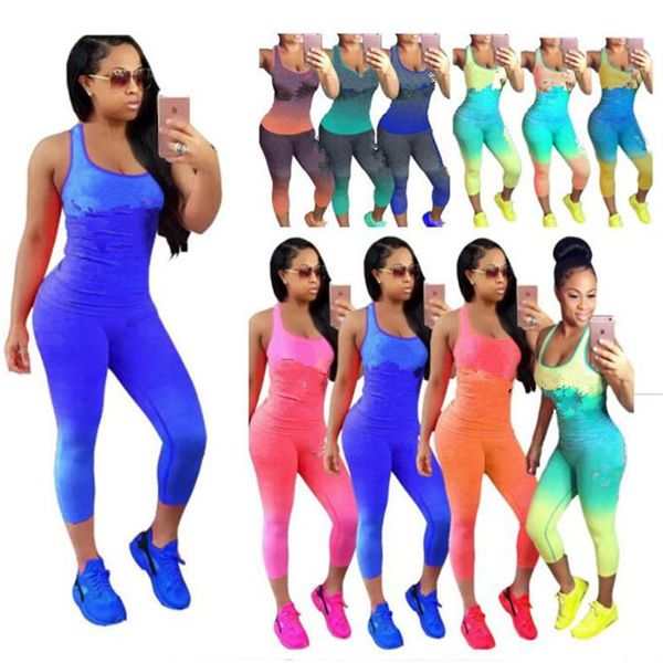 gradient fashion design tracksuit women outfits sleeveless tanks vest + leggings tights 2 piece set letter print sportswear suit clothing, White
gradient fashion design tracksuit women outfits sleeveless tanks vest + leggings tights 2 piece set letter print sportswear suit clothing, White
