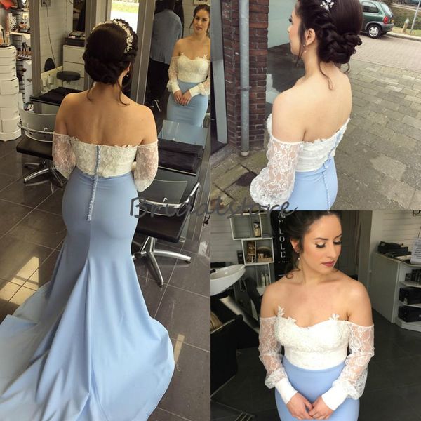 unique mermaid prom dresses off the shoulders white lace long sleeves backless evening formal dress elegant miss pageant gown 2019, Black
unique mermaid prom dresses off the shoulders white lace long sleeves backless evening formal dress elegant miss pageant gown 2019, Black