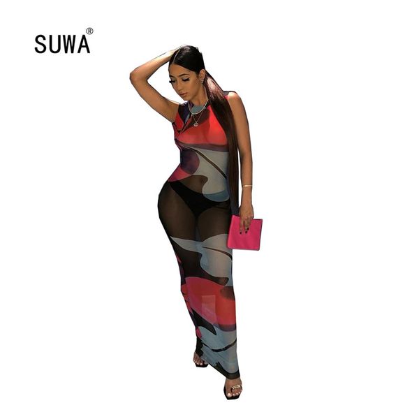 colorful print mesh lady thin slim robes summer night club wear fashion o neck sleeveless see-through long dress, Black;gray
colorful print mesh lady thin slim robes summer night club wear fashion o neck sleeveless see-through long dress, Black;gray