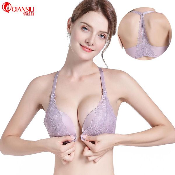 one-piece front-closure bra without steel ring europe and america lace bra beauty back girl's seemless medium thick 875, Red;black
one-piece front-closure bra without steel ring europe and america lace bra beauty back girl's seemless medium thick 875, Red;black