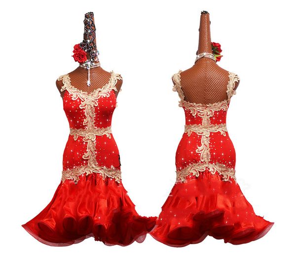 new red color embroidered latin dance dress women salsa rumba samba ballroom tango costumes performance competition clothing, Black;red
new red color embroidered latin dance dress women salsa rumba samba ballroom tango costumes performance competition clothing, Black;red