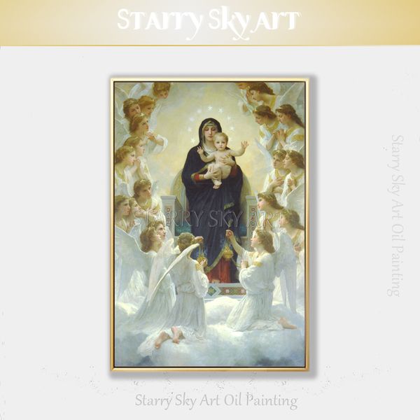 

hand-painted god and the virgin mary oil painting on canvas madonna and infant jesus portrait oil painting