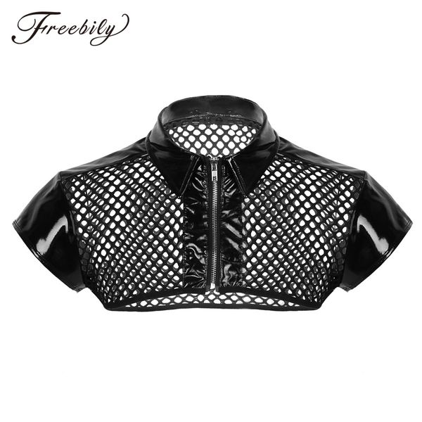 mens see through mesh fishnet patent leather splice shoulder chest harness shirt muscle clubwear costume half tank top, Red;black
mens see through mesh fishnet patent leather splice shoulder chest harness shirt muscle clubwear costume half tank top, Red;black