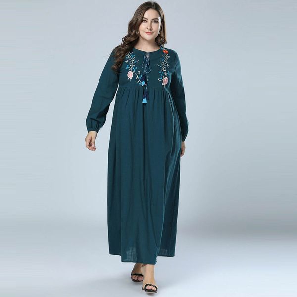 blackish green women vintage floral embroidery cotton and linen long dress elegant fringe empire long sleeve casual dresses 4xl, Red
blackish green women vintage floral embroidery cotton and linen long dress elegant fringe empire long sleeve casual dresses 4xl, Red