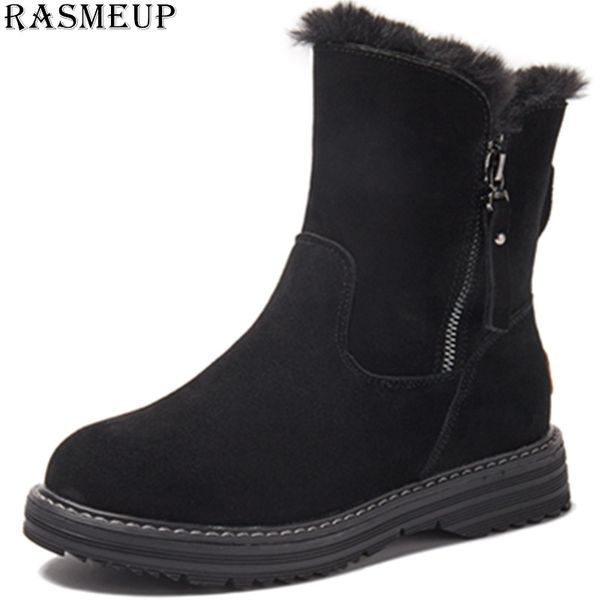 rasmeup genuine leather women snow boots platform keep warm ankle winter boots with thick fur heels botas mujer winter shoes, Black
rasmeup genuine leather women snow boots platform keep warm ankle winter boots with thick fur heels botas mujer winter shoes, Black