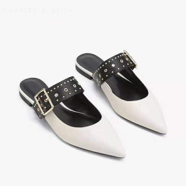 slippers sandals women's flat shoes white pointed metal rivets flat-heeled shameless half flip flops zapatos mujer, Black
slippers sandals women's flat shoes white pointed metal rivets flat-heeled shameless half flip flops zapatos mujer, Black