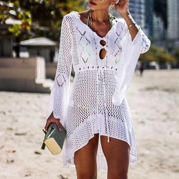 2020 beach cover up crochet knitted tassel tie beachwear tunic long pareos summer swimsuit cover up see-through beach dress, Blue;gray
2020 beach cover up crochet knitted tassel tie beachwear tunic long pareos summer swimsuit cover up see-through beach dress, Blue;gray