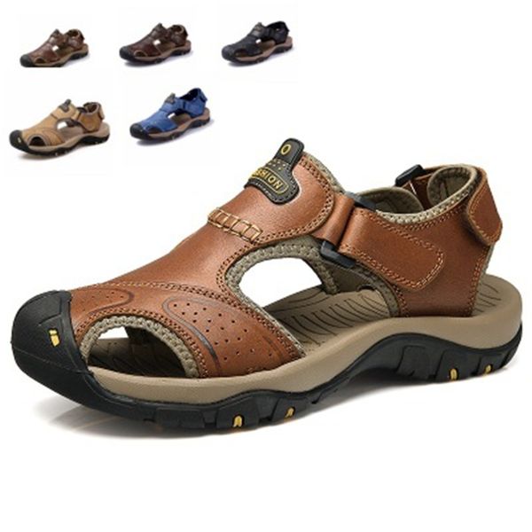 male soft leather beach sandals summer fashion outdoor casual sneakers comfortable rubber non-slip men footwear, Black
male soft leather beach sandals summer fashion outdoor casual sneakers comfortable rubber non-slip men footwear, Black