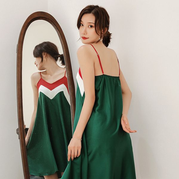 intimate lingerie casual home dressing gown nightwear satin spaghetti strap nightdress patchwork lady sleepwear nightgown, Black;red
intimate lingerie casual home dressing gown nightwear satin spaghetti strap nightdress patchwork lady sleepwear nightgown, Black;red