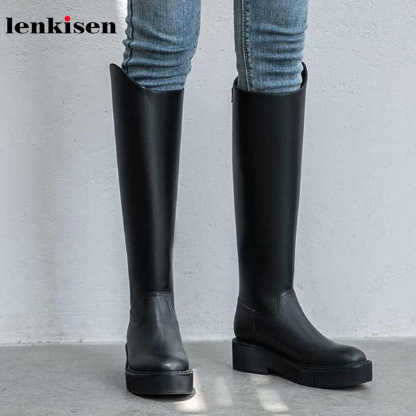 lenkisen cow leather riding boots buckle zipper round toe med heels daily wear simple winter warm women thigh high boots l25, Black
lenkisen cow leather riding boots buckle zipper round toe med heels daily wear simple winter warm women thigh high boots l25, Black