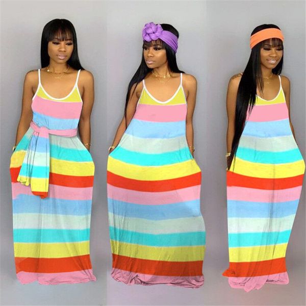 women long camisole dresses slip dresses summer rainbow striped dress girls sleeveless bodycon skirts maxi dresses s-2xl e22701, Black;gray
women long camisole dresses slip dresses summer rainbow striped dress girls sleeveless bodycon skirts maxi dresses s-2xl e22701, Black;gray