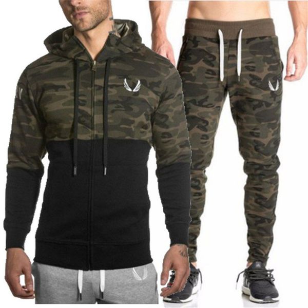 2018 men set long sleeve camouflage hoodies+pants set male tracksuit outdoors suit men's gyms casual sportswear suit, Gray
2018 men set long sleeve camouflage hoodies+pants set male tracksuit outdoors suit men's gyms casual sportswear suit, Gray