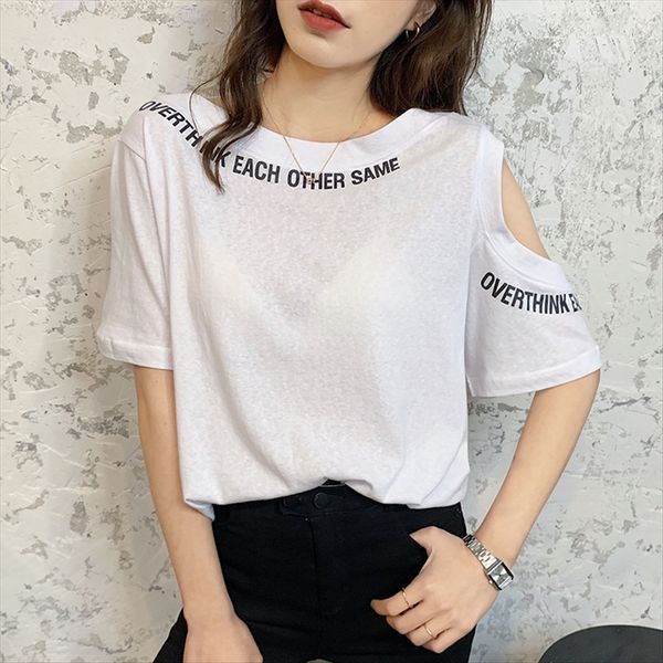 2020 foreign style half-sleeve white less t-shirt women's loose cotton short t-shirt shoulder strap shoulder strap sleeve ins fashionab
2020 foreign style half-sleeve white less t-shirt women's loose cotton short t-shirt shoulder strap shoulder strap sleeve ins fashionab