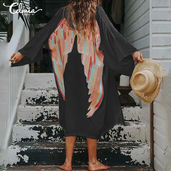 celmia oversized women fashion back wings print kimono cardigan long shirts casual blouse 2019 summer beach cover up blusas, White
celmia oversized women fashion back wings print kimono cardigan long shirts casual blouse 2019 summer beach cover up blusas, White