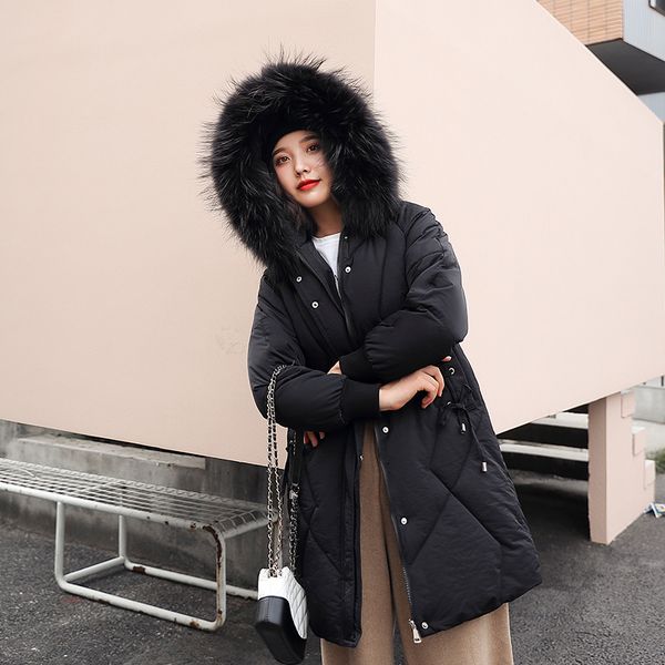 causal new women winter jacket cotton padded warm thicken big fur collar long coats down parkas office lady, Black
causal new women winter jacket cotton padded warm thicken big fur collar long coats down parkas office lady, Black