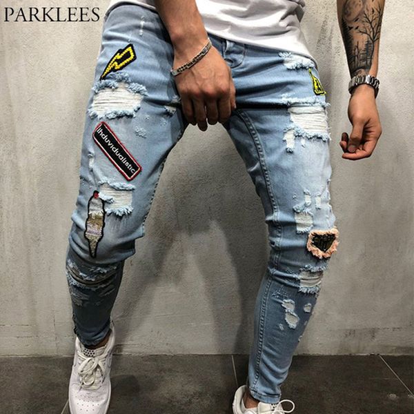 stylish embroidery ripped jeans men skinny fit mens blue distressed jean hip hop biker motorcycle soft denim pants homme hombre
stylish embroidery ripped jeans men skinny fit mens blue distressed jean hip hop biker motorcycle soft denim pants homme hombre