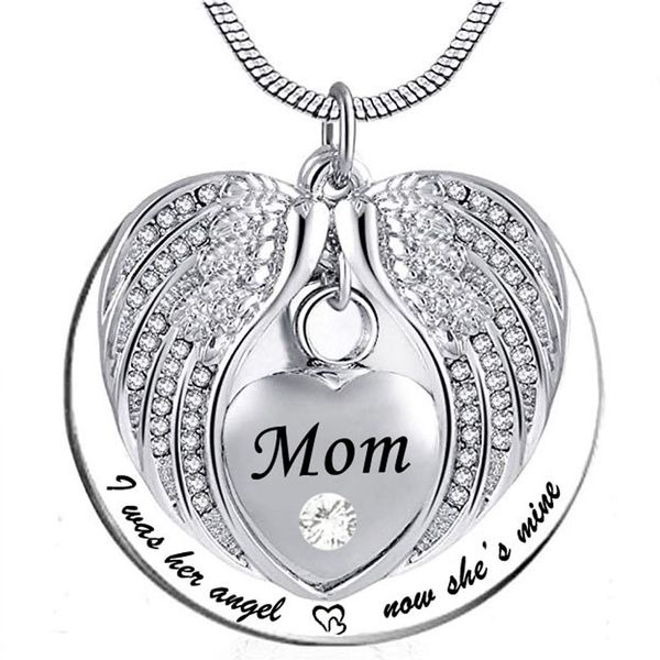 angel wing memorial keepsake ashes urn pendant birthstone crystal necklace, i used to be his angle, now he's mine -for mom, Silver
angel wing memorial keepsake ashes urn pendant birthstone crystal necklace, i used to be his angle, now he's mine -for mom, Silver